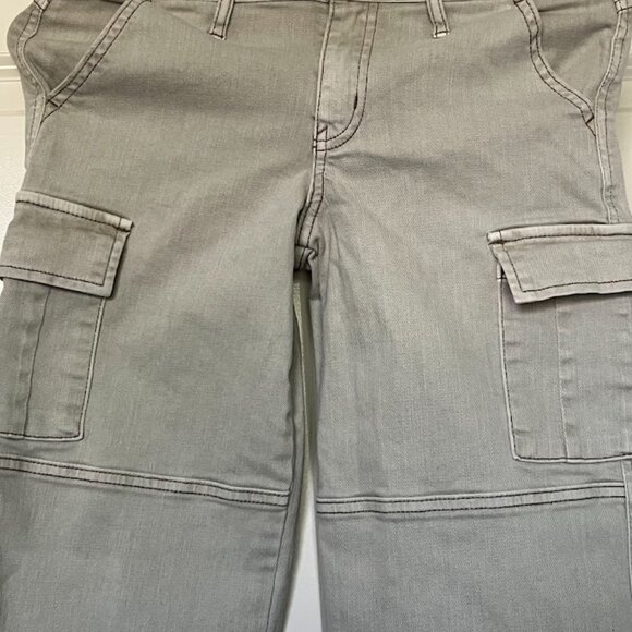 Art Class Tan Gray Wide Leg Cargo Denim Jeans Pants Size 12 - Picture 2 of 6